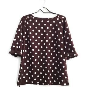 BCBGMaxAzria Women's Polka Dot Rolled Cuff Blouse Large